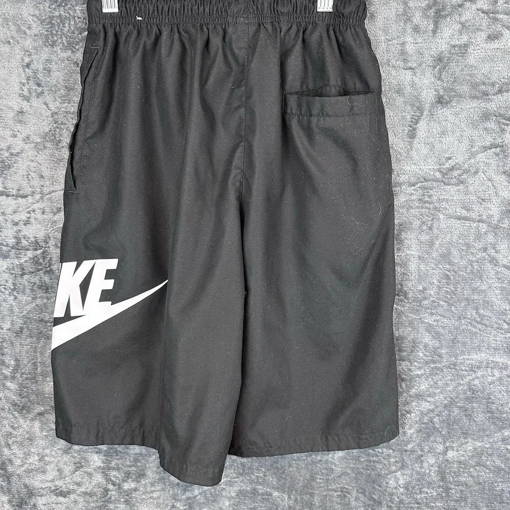 Nike Men's Black Athletic Shorts XS Polyester Woven Logo Drawstring Elastic